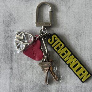 STEVE MADDEN METAL HANDBAG MULTI CHARM KEY CHAIN ACCENT SILVER NWOT